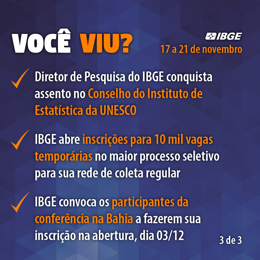ibgecomunica's tweet photo. Para conhecer as divulgações completas feitas pelo #IBGE na semana passada, acesse https://t.co/sMbeScfVqT
#Notícias #NotíciasdoIBGE #Confest #Confege #CasaBrasilIBGE #Geografia #MeioAmbiente #Biomas #CPNU #ConcursoIBGE #COP30 #CensoAgro #Unesco #TrabalhoTemporário https://t.co/SNBAZ43ybZ