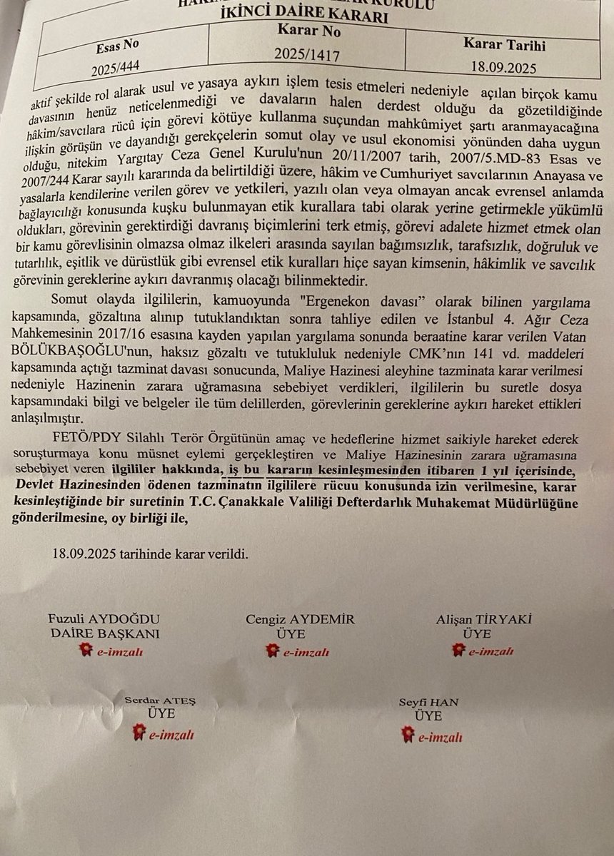 AİHM’de Hak İhlali ve Tazminata Neden Olanlar İçin HSK’dan Emsal Rücu Kararı!

1⃣⚖️HSK İkinci Dairesi, kamuoyunda "Ergenekon davası" olarak bilinen yargılama sürecinde Vatan Bölükbaşoğlu isimli kişinin haksız yere gözaltına alınıp tutuklandığı, yargılama sonunda beraat ettiği ve