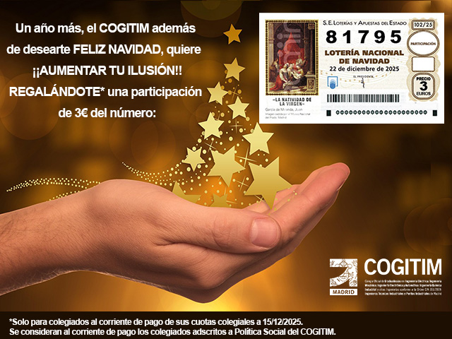 cogitimadrid's tweet image. ✨¡Volvemos a repartir ilusión y suerte! ✨

✨@cogitimadrid regala a todos los colegiados, que se encuentren al día en el pago de sus cuotas a fecha 15/12/2025, una participación de 3 € del nº 81.795, para el sorteo de Lotería de Navidad 2025. 

➕info: cogitim.es/noticia/un-a%C…