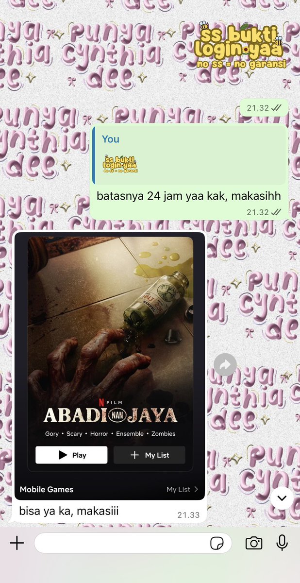 cyblessedm's tweet image. chatgpt sharing 7 hari
netflix 2 bulan 1p1u
netflix 1 bulan 1p2u
viu private anti limit 1 bulan