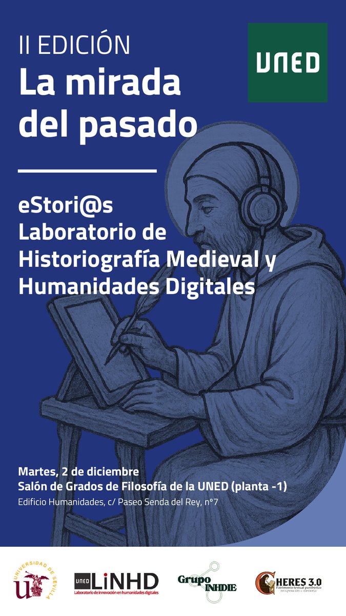 linhduned's tweet image. El día 2 de diciembre se celebrará una jornada sobre #DH en @uned_filologia, esta vez centrada sobre textos medievales. Se retransmitirá online (info 👇). ¡No te la pierdas! @HDHispanicas @clariahes @DARIAHeu @redHD @aahdArg