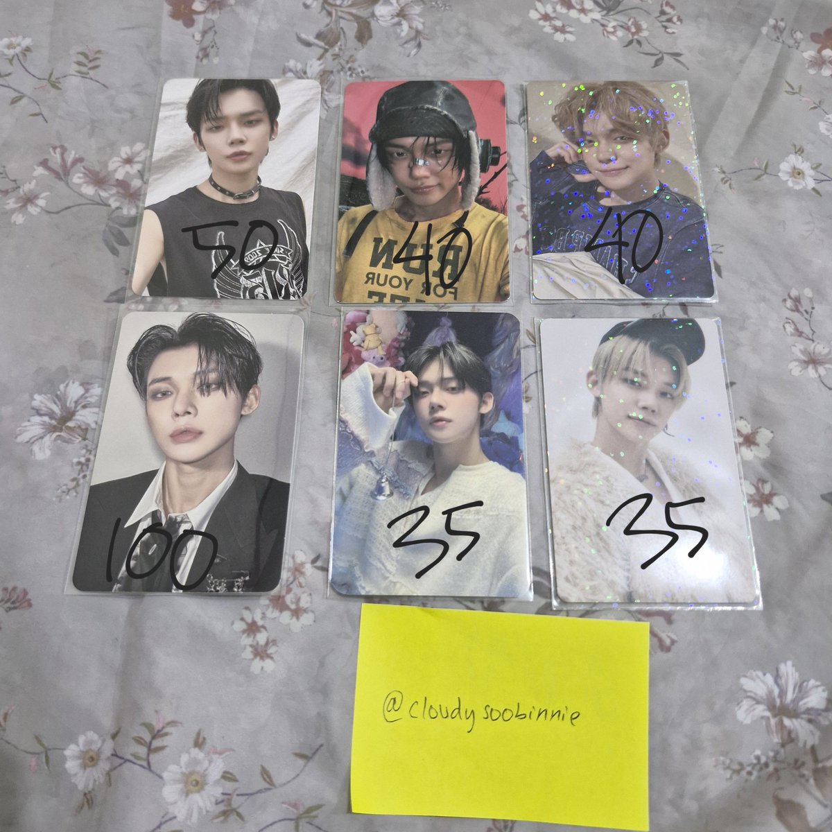 [help rt]
wts | want to sell stop collect

ppulbatu yeong meong(ver1) (minus plastik), hwang choon(ver1), bamgeut (ver2)
ls txt ver 1 fullset minus qr code
30 pc txt

take all Rp 3.100.000

prefer cod (bisa shopee juga)
💚keep event
💙dom jkt sel

❌no hnr-no refund-no return❌