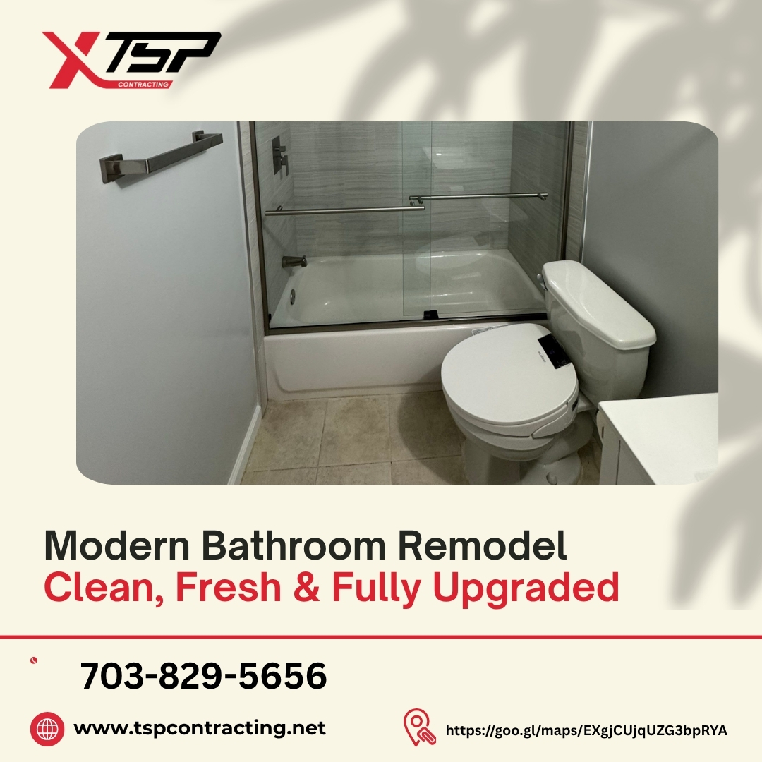 tspremodeling's tweet image. A fresh, modern bathroom upgrade, completed with precision! 

Ready to refresh your home?
 📞 (703) 829-5656
 🌐 zurl.co/i4pQZ
 📩 sales@tspcontracting.net

#BathroomRemodel #HomeRenovation #TSPContracting #RemodelExperts #ModernBathroom #VirginiaContractors
