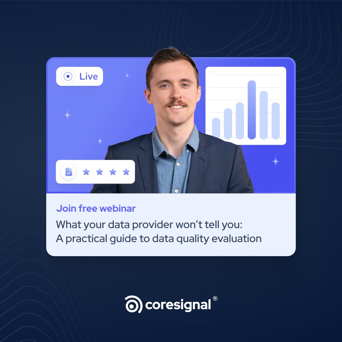 CoresignalHQ's tweet image. How dependable is your provider #metadata?

Join our free #webinar to learn how to evaluate metadata effectively and understand the quality metrics that reveal whether your provider can deliver reliable performance over time.

🗓️ December 2 (Tuesday)
 🕔 11 AM EST
 📍 Live, 45…