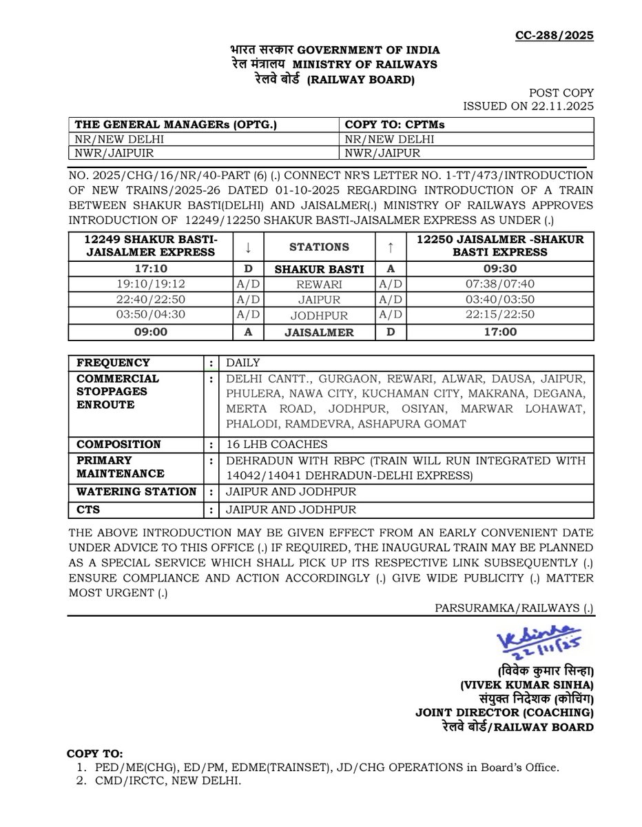 Jodhpur Railways (Unofficial) tweet media