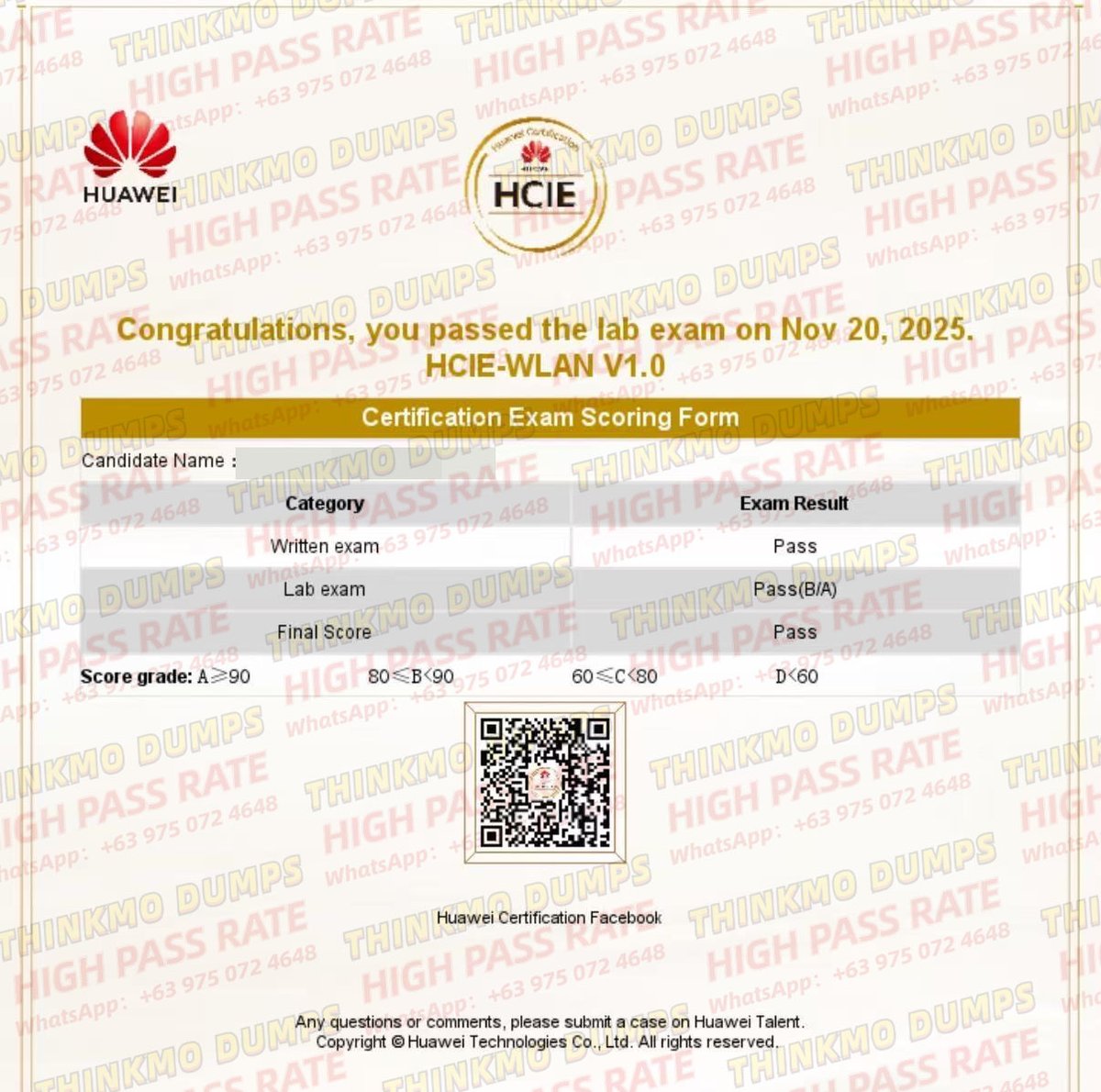 thinkmodumps's tweet image. Thrilled to share that another student successfully passed HCIE-WLAN exam with our support! If you’re also planning to take this exam, feel free to reach out anytime—I have high-quality study materials that’ll definitely help you prepare effectively. Wish you all aced the exam