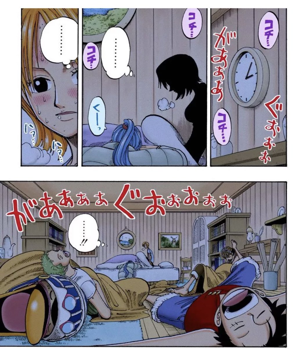 RunnerSinnosuke's tweet image. #ほぼ日手帳に載せたい細かすぎるワンピの好きなところ
普段は男子禁制の女子部屋だが
命の危機の時は
みんな心配で
一緒に寝るところ