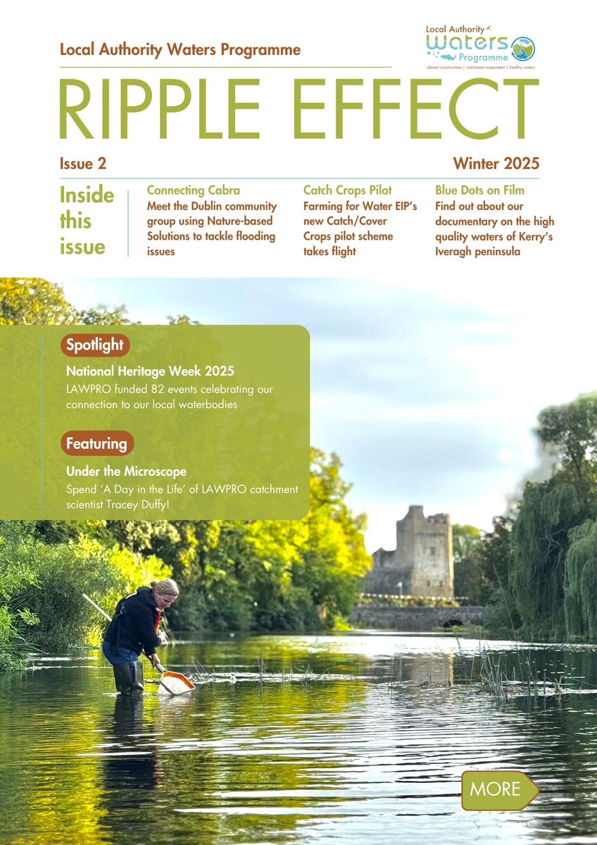 WatersProgramme's tweet image. 🌊Now available: Ripple Effect, Issue 2

🔹Read about our community engagement work in 2025
🔹Learn about Farming for Water&apos;s Catch Crops Pilot Scheme
🔹Meet @ConnectingCabra, the Dublin group using nature-based solutions to tackle flooding issues

▶️  lawaters.ie/ripple-effect-…