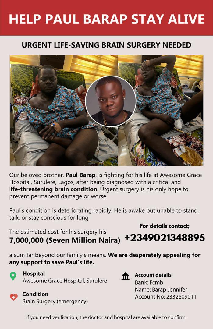 olawalesmd's tweet image. If you see this on your timeline, kindly also support this via a RT or donation as we also help Aunty Esther. 

One of the family members of a staff who works on my team got recently diagnosed with a life threatening brain condition. 

He needs surgery that costs up to the tune…