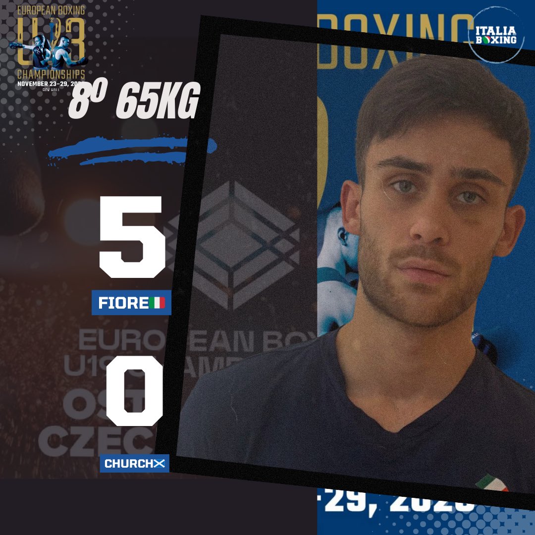 FPIBoxe's tweet image. 🥊 🇪🇺 🏆 Euro U23 Boxing Championships 2025 
🏟️ Budapest 🇭🇺 Bok Sports Hall - 23-29 Nov.

🥊 Result match Day 2 Itaboxing - 24/11 

🥊8° 65 Kg M - Fiore vs Church 🏴󠁧󠁢󠁳󠁣󠁴󠁿 5-0

🥊🇮🇹 Bene così, Davide  

#Itaboxing #Boxing #Boxer #Pugilato #boxeo