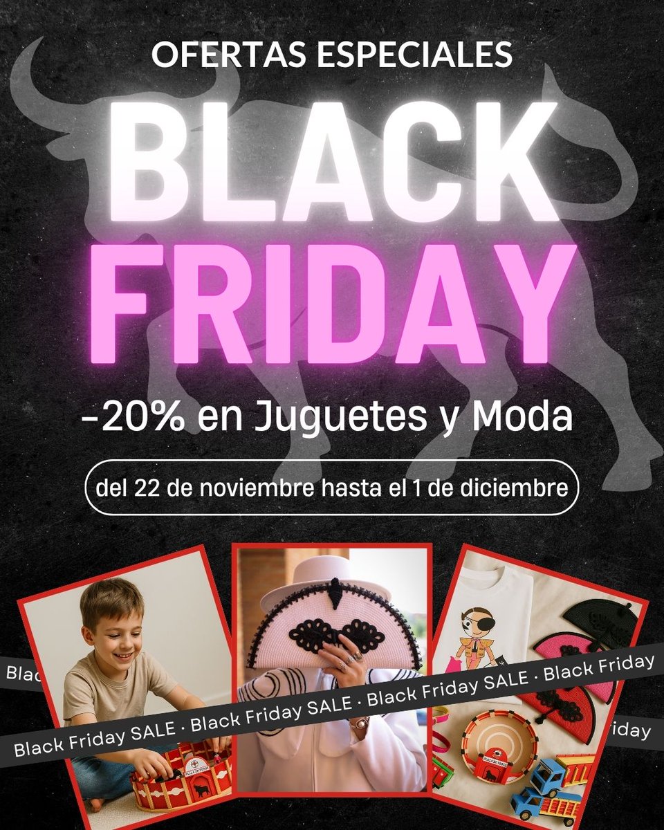 Black Friday ha llegado a Toroshopping 🐃
¡Accede a las mejores rebajas en artículos taurinos!
👉toroshopping.com

#BlackFriday #BlackWeek #Ofertas #Rebajas