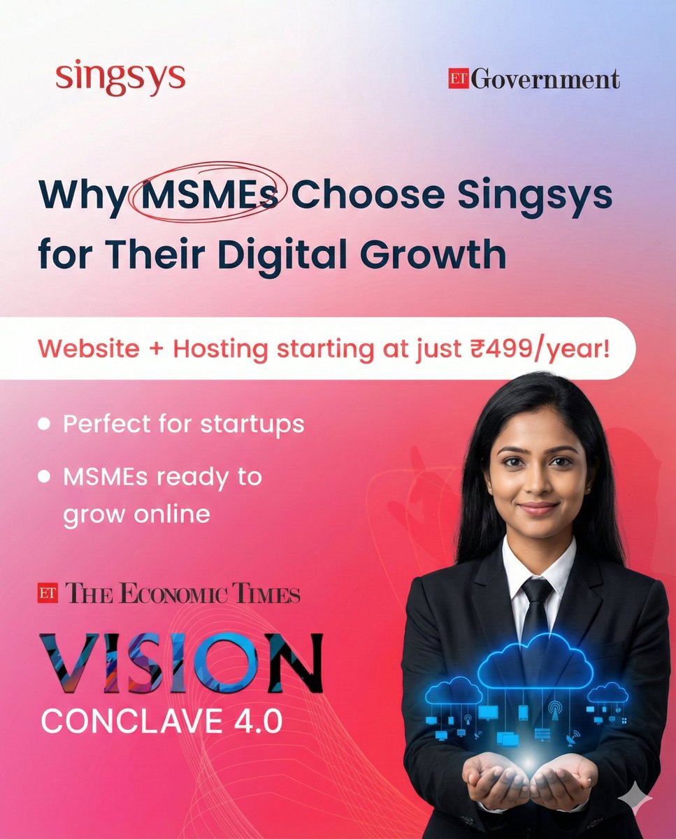 singsyspteltd's tweet image. Every MSME begins with a dream — and every dream needs visibility.

With India moving towards a digital-first economy, your business can’t afford to stay offline.

singsys.com

#ETGovernment #VisionConclave  #Singsys #India2047