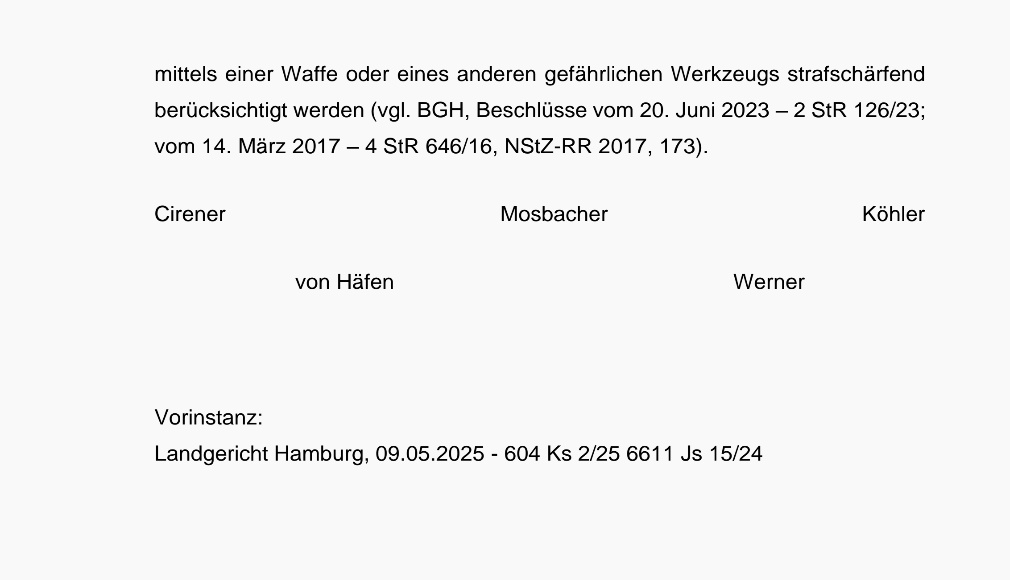 BGH, Beschluss vom 4.11.2025 - 5 StR 499/25: Konkurrenzverhältnis von § 224 und § 226 StGB. Der Senat neigt klarstellend § 52 StGB zu. juris.bundesgerichtshof.de/cgi-bin/rechts…