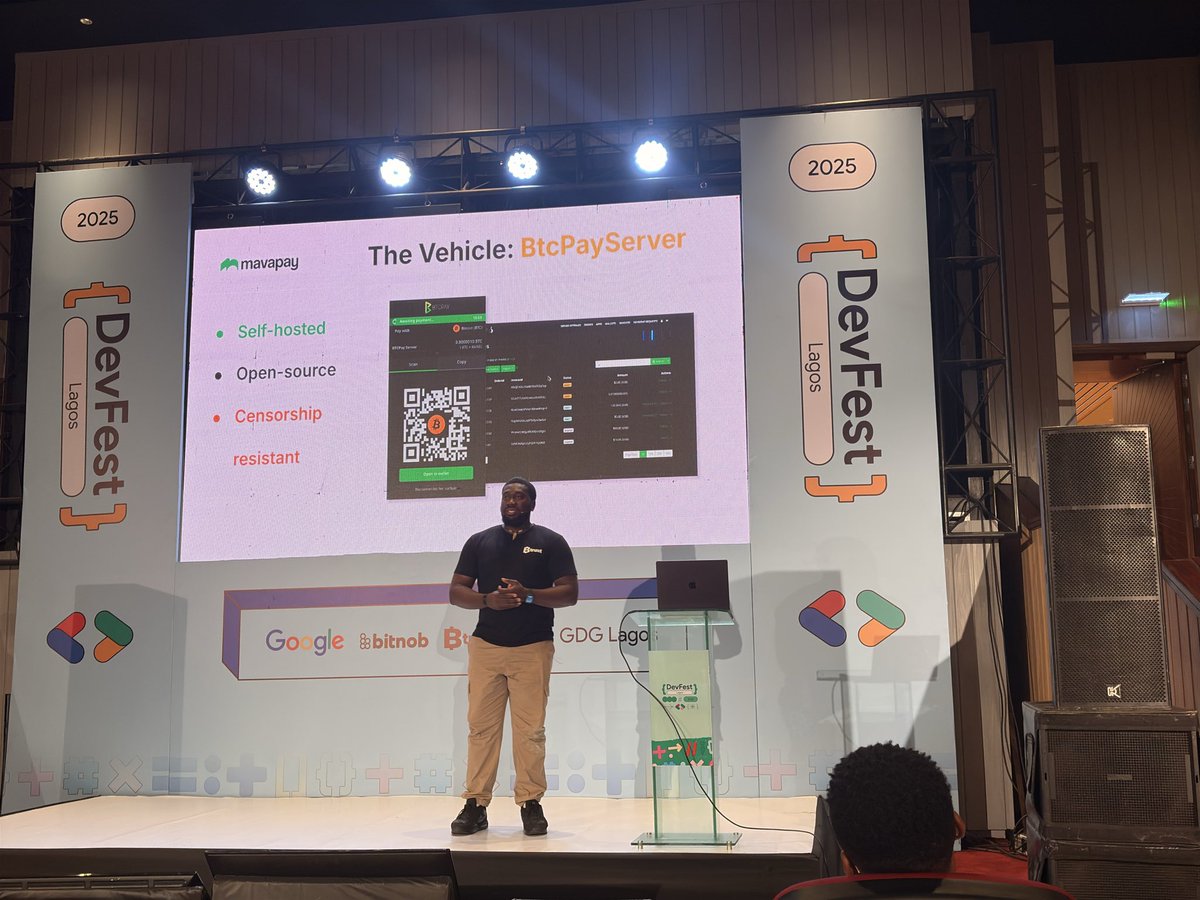 posha_poshaa's tweet image. The past few days at Devfest has been amazing, one of DevFest sessions that really stood out for me was the deep dive into @mavapay API. 
Also Learning about @BtcpayServer and how sending and receiving Bitcoin is possible with just a POS was definitely a highlight💯. #devfest25