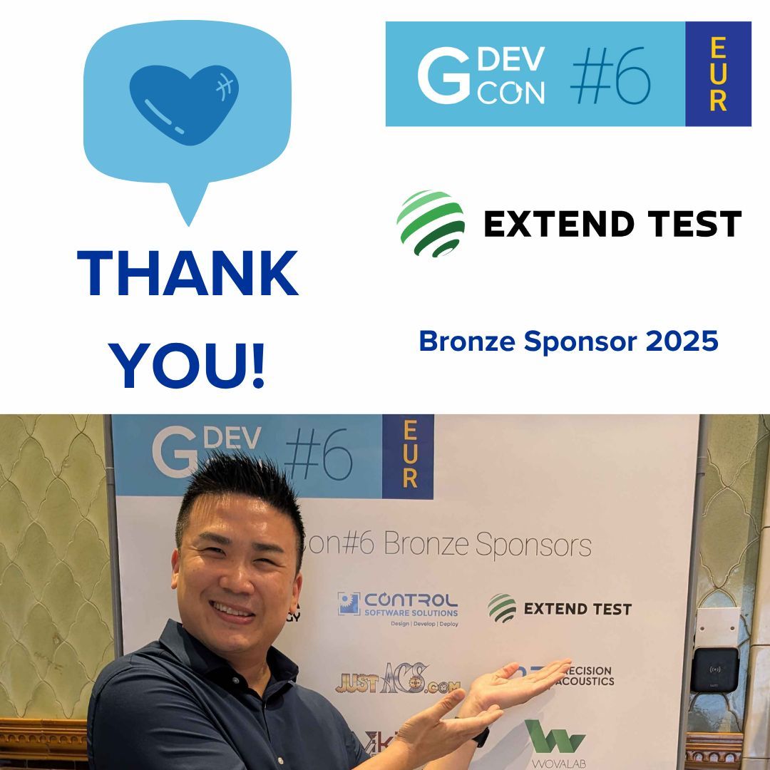 GDevConference's tweet image. Huge thanks to Extend Test for joining #GDevCon as a first-time sponsor and for traveling all the way from Taiwan to the UK in September! ✈️ It was great to have your expertise in automated test + HIL systems with us. Learn more: extendtest.co #hardware #LabVIEW