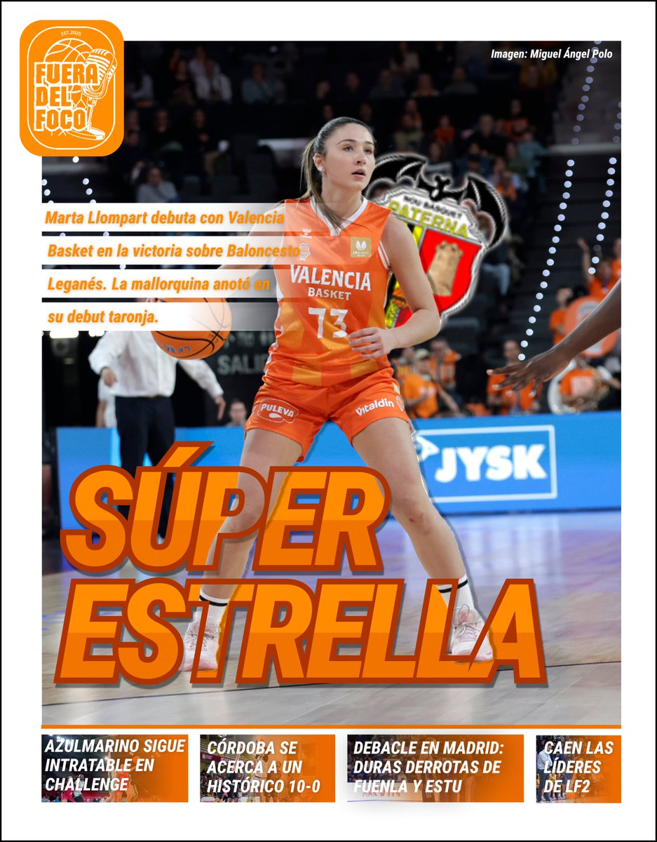 FueraDelFoco's tweet photo. 𝗟𝗔 𝗣𝗢𝗥𝗧𝗔𝗗𝗔: "𝘚𝘜𝘗𝘌𝘙𝘌𝘚𝘛𝘙𝘌𝘓𝘓𝘈" 🌟

🆕  Marta Llompart debuta con @valenciabasket gracias a su buen inicio de temporada con @basquetpaterna.

🤟🏼 @azulmarinopalma y @CordobaCB siguen su camino hacia el ascenso.

📉 Caídas estrepitosas en #PrimeraFEB y #LF2. https://t.co/afMhjK1bOY