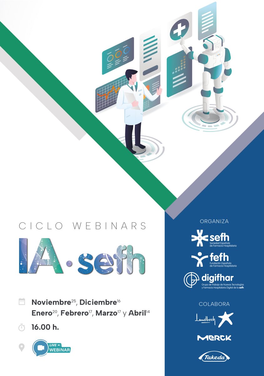 sefh_'s tweet image. Mañana comienza un ciclo de webinars que creemos os puede resultar de gran utilidad sobre #InteligenciaArtificial aplicada a Farmacia Hospitalaria

🤖1ª sesión: Convierte cualquier documento en una web interactiva con IA
🗓️Martes 25 nov, 16h
👨‍💻Ponente: Alfredo Montero…