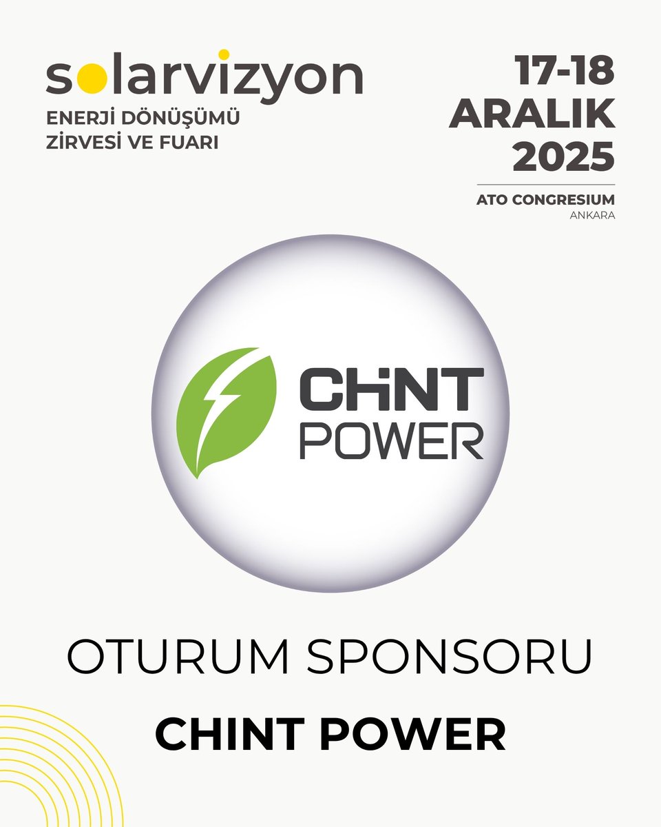 Oturum Sponsorumuz Chint Power’a teşekkürler!

Dünya genelinde 30’dan fazla ülkede faaliyet gösteren ve 2015’ten beri fotovoltaik inverter pazarında üst sıralarda yer alan Chint Power, Türkiye’de de yüksek teknoloji çözümlerle enerji dönüşümünü destekliyor. 

17-18 Aralık’ta