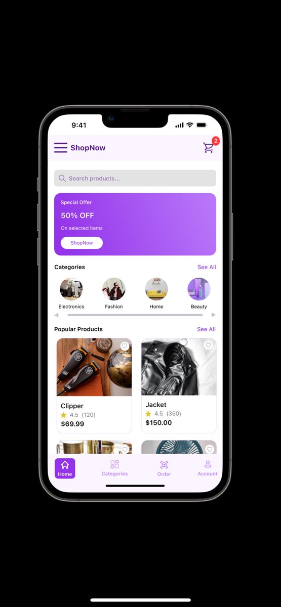 BoluWhaTiphe's tweet image. Spent the weekend quietly working on an e-commerce mobile app design “ShopNow”. It’s user friendly, the choice of color is soothing, not too loud and looks very easy to navigate.
Still a newbie in the design world, open to correction and learning. 

#UIUX #Figma #UIDesign