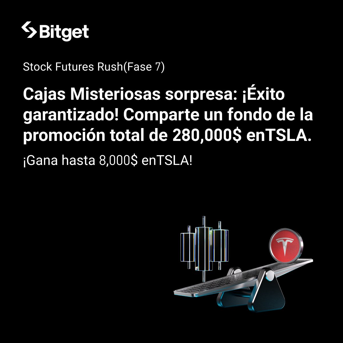 BitgetES's tweet image. 🔥 Stock Futures Rush (fase 7): Opera futuros de acciones populares y comparte $280,000 en acciones tokenizadas. Cada usuario puede ganar hasta $8,000 en TSLA.💰

✍️ Opera futuros de acciones populares y llevate tu parte de los $280,000 en acciones tokenizadas de TSLA.

⏰…