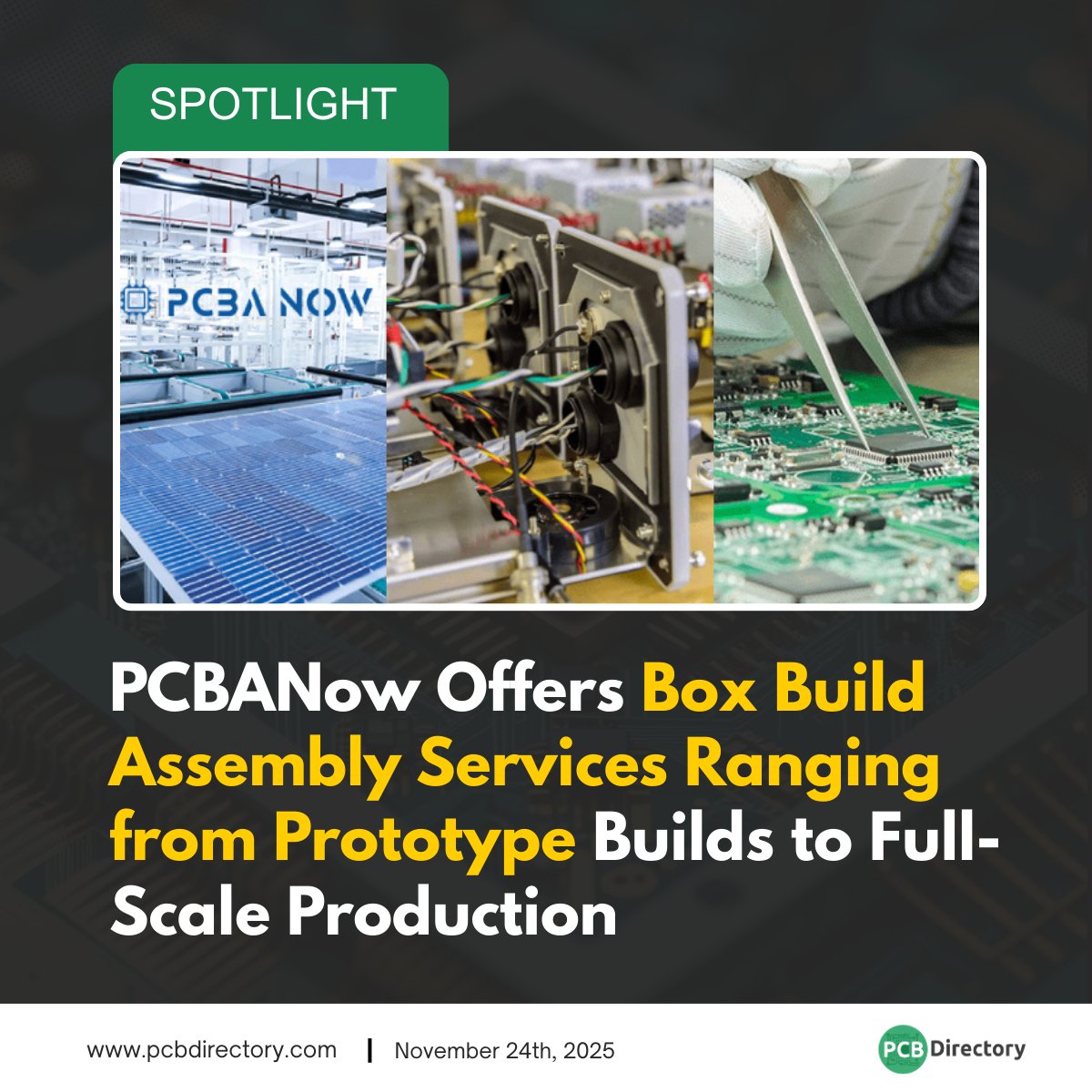 PCB_Directory's tweet image. PCBA Now expands beyond board-level work with full box-build assembly from enclosures  to wire harnesses and full final assembly.

Read more: ow.ly/UIzL50XwIEv

#printedcircuit #spotlight #industry #PCBA #boxbuild #electronicsmanufacturing #assembly #hardware #engineering