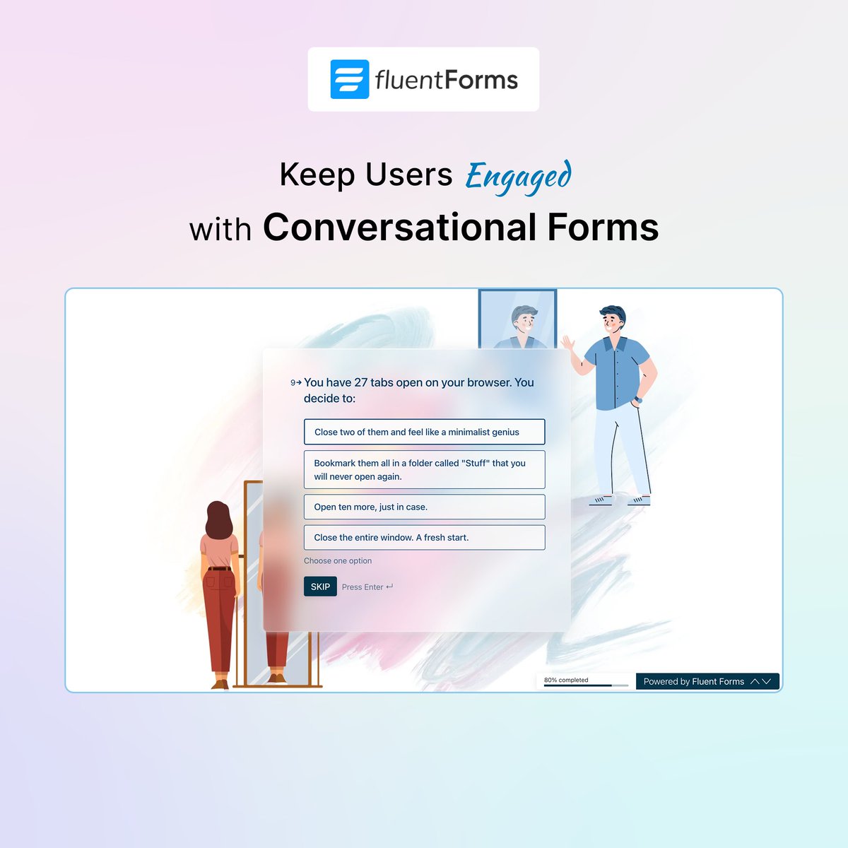 Fluent_Forms's tweet image. Forms should be fun, not overwhelming. Create feedback, quizzes, or lead forms that feel like a chat. fluentforms.com/how-to-create-…