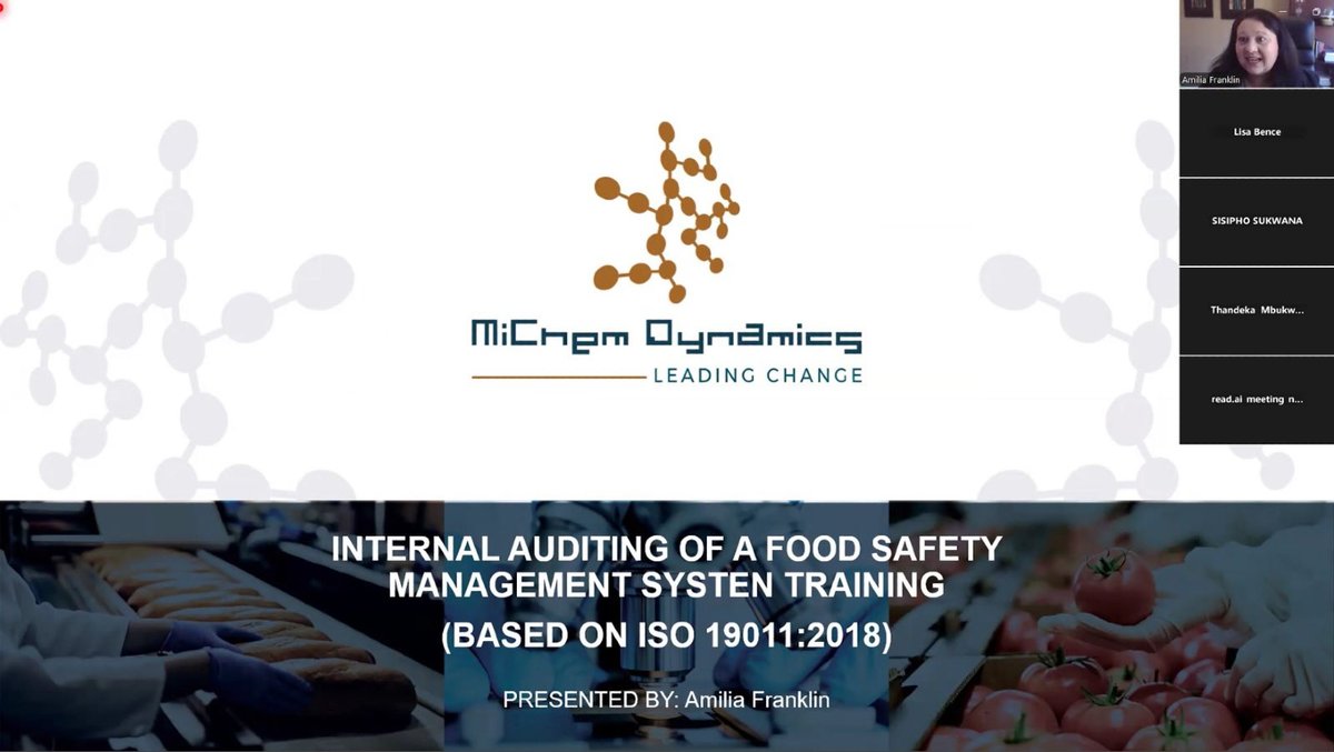 MiChemDynamics's tweet image. 🎉 FOOD SAFETY SUCCESS!
From Oct 22-24, our online HPCSA Accredited FSMS Training was a hit, led by Amilia Franklin! 
Ready for 2026?
Check our training calendar &amp;amp; register now! 🌟
👉michemdynamics.com/food-safety-se… 

#FoodSafetyTraining #HPCSAAccredited #MiChemDynamics #InternalAuditor