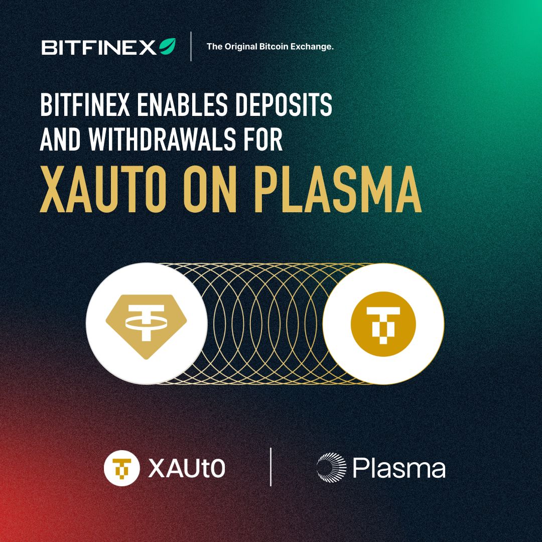 Your gold, moving faster than ever. ✨

Bitfinex customers can now deposit and withdraw XAUT0 using the <a href="/Plasma/">Plasma</a> transport layer - giving you quick, efficient settlement on a high-performance Layer-1 built for stablecoins.

Read more ⬇️
blog.bitfinex.com/media-releases…
