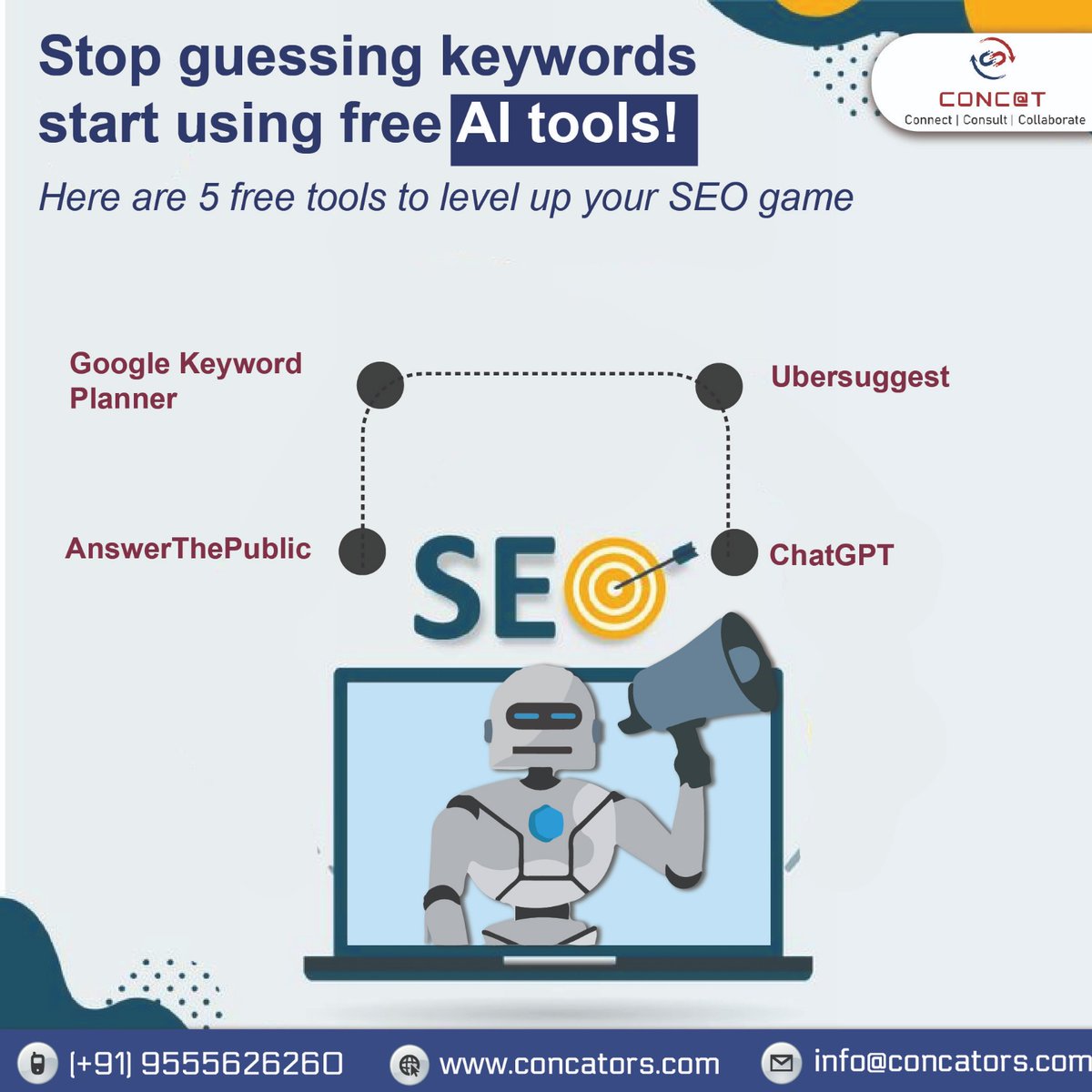 Concators's tweet image. Stop guessing your keywords — start using free AI-powered SEO tools!
Level up your SEO strategy with AI + smart research.

#CONCAT #DigitalMarketing #SEO #SEOTools #AISEO #KeywordResearch #DigitalMarketingTips