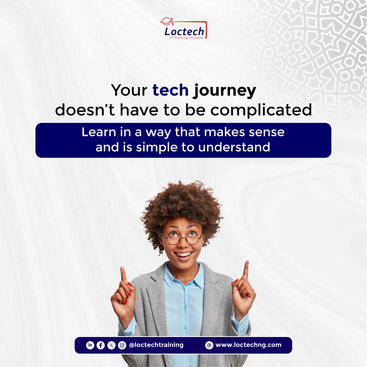 loctechtraining's tweet image. Your tech journey doesn’t have to feel overwhelming.
At Loctech, we break things down in a way that’s simple, clear, and easy to understand.
Start learning the smart way today! 

#TechJourney #Loctech #TechTraining #ITTraining #LearnTech #DigitalSkills #BeginnerFriendly #SkillUp