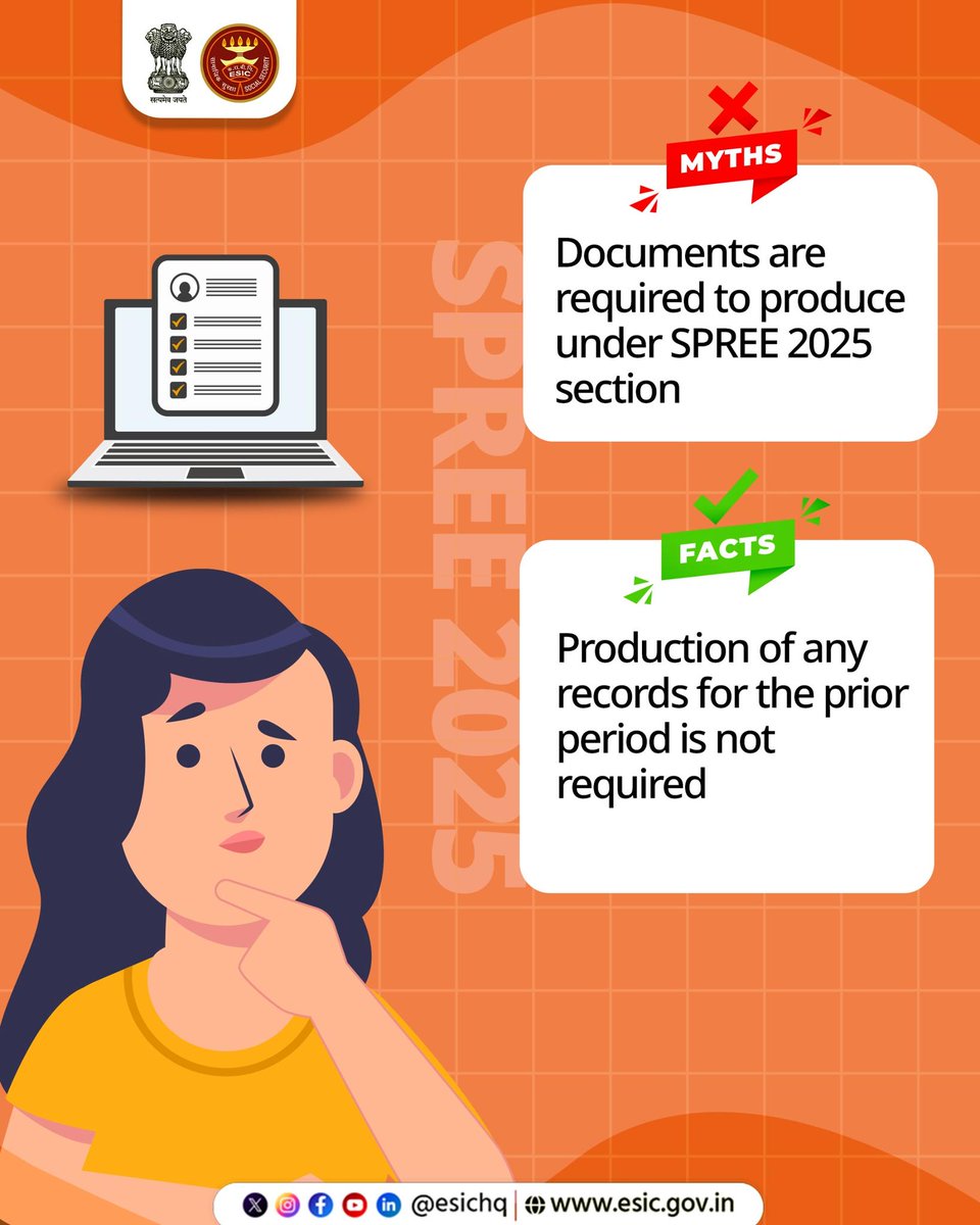ESIC_RO_CHENNAI's tweet image. Myths create confusion, but facts build trust.  
With the right information, social security becomes truly empowering. Know the real facts about SPREE 2025 and secure your future with ESIC!  

#ESIC #SPREE2025 #MythVsFact