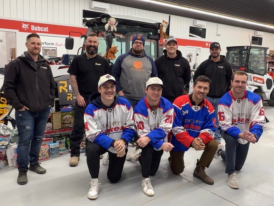 Colton Armstrong, Johnny Pearson, Mike Robinson &amp; Jordan Stouros stopped by to support the Rock Solid Excavation Rockin' Around The Christmas Tree Toy Drive — donating a Lakers jersey and Lakers Teddy Bears to help brighten the holidays for local kids. 🧸💙❤️