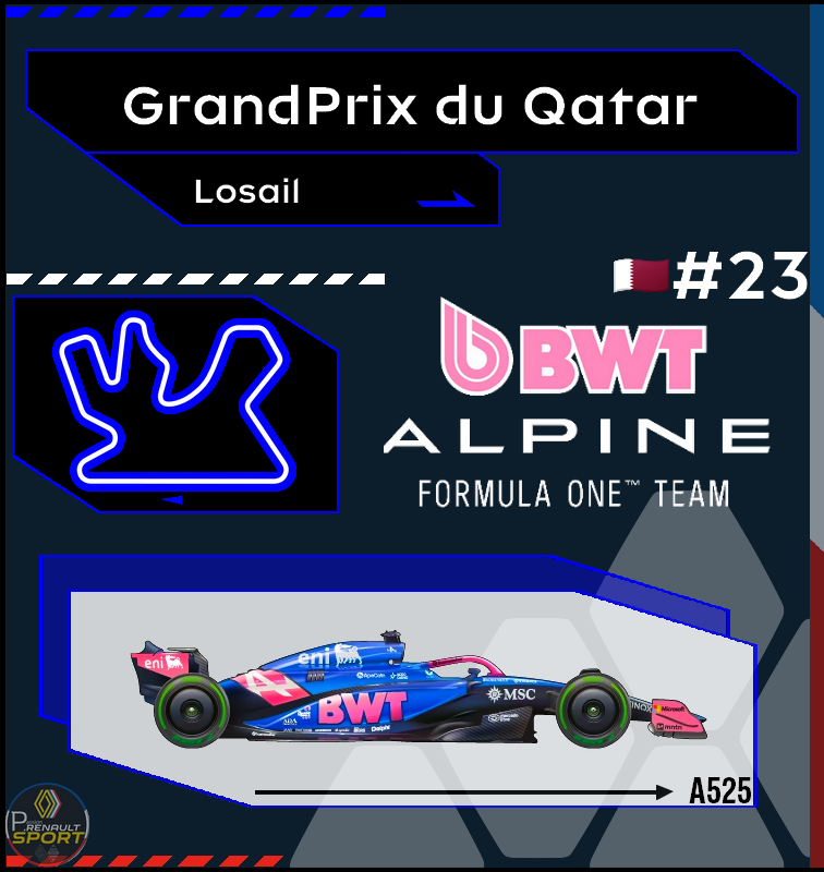 🇶🇦 GrandPrix du Qatar
28 au 29 Novembre 2025

🟦ALPINE F1🟦

#QatarGP | #Alpine | #Renault | #F1 | #RaceWeek
<a href="/AlpineF1Team/">BWT Alpine Formula One Team</a> | <a href="/AlpineRacing/">Alpine Racing</a>