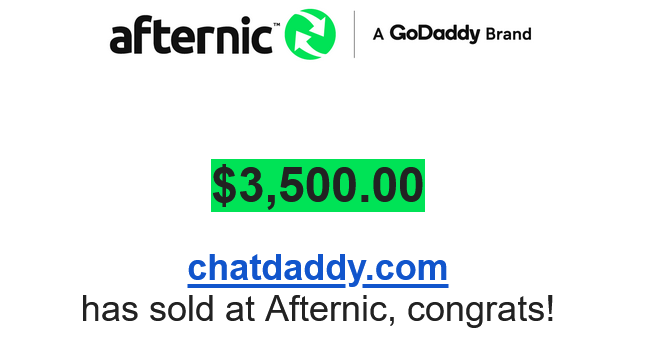 justdropped's tweet image. Just sold ChatDaddy.com for $3,500!  Hold time 9 years.  Did I sell this one to short?   namebrowse.com/jdnewsletter/d… #Domains #afternic #sidehustle #godaddy #Crypto #domainssold #Blockchain #DOGE #BaddiesUSA #Rams