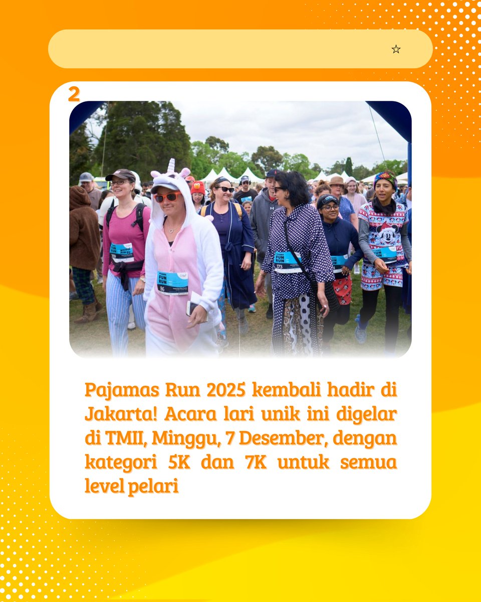 runstrongdaily's tweet image. Bangun tidur? Terus lari? 😆
Pajamas Run 2025 hadir di TMII, Jakarta, Minggu 7 Desember! 

#pajamasrun2025 #RunEnergyID #funrun