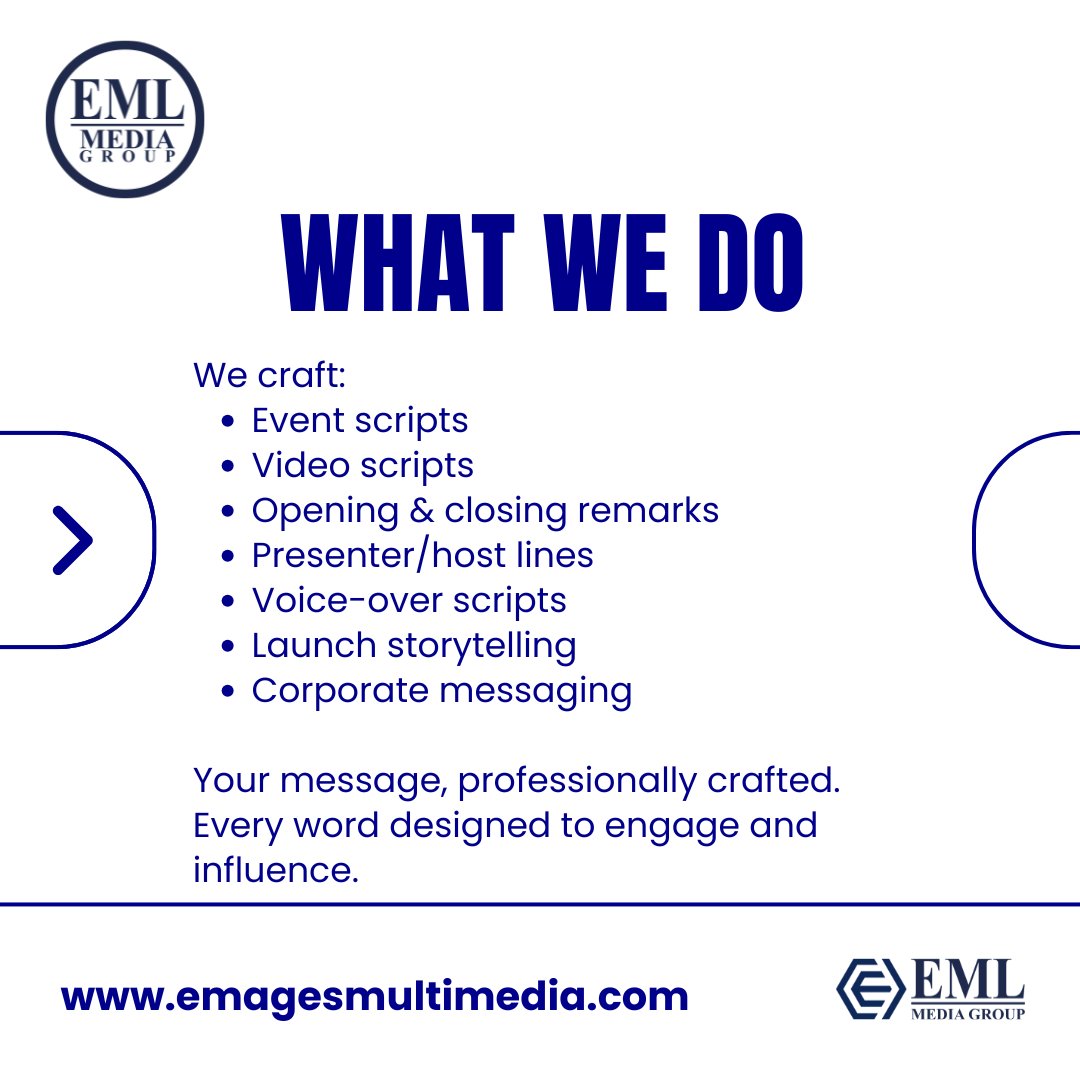 emagesmedia's tweet image. Great visuals attract.
Great copy converts

We write scripts for events, videos, voice-overs, promos, and more.

Visit; emagesmultimedia.com
OR Call; 09135000401 / 09135000404 
Email: services@emagesmultimedia.com

#Copywriting #BrandStorytelling #CreativeWriting