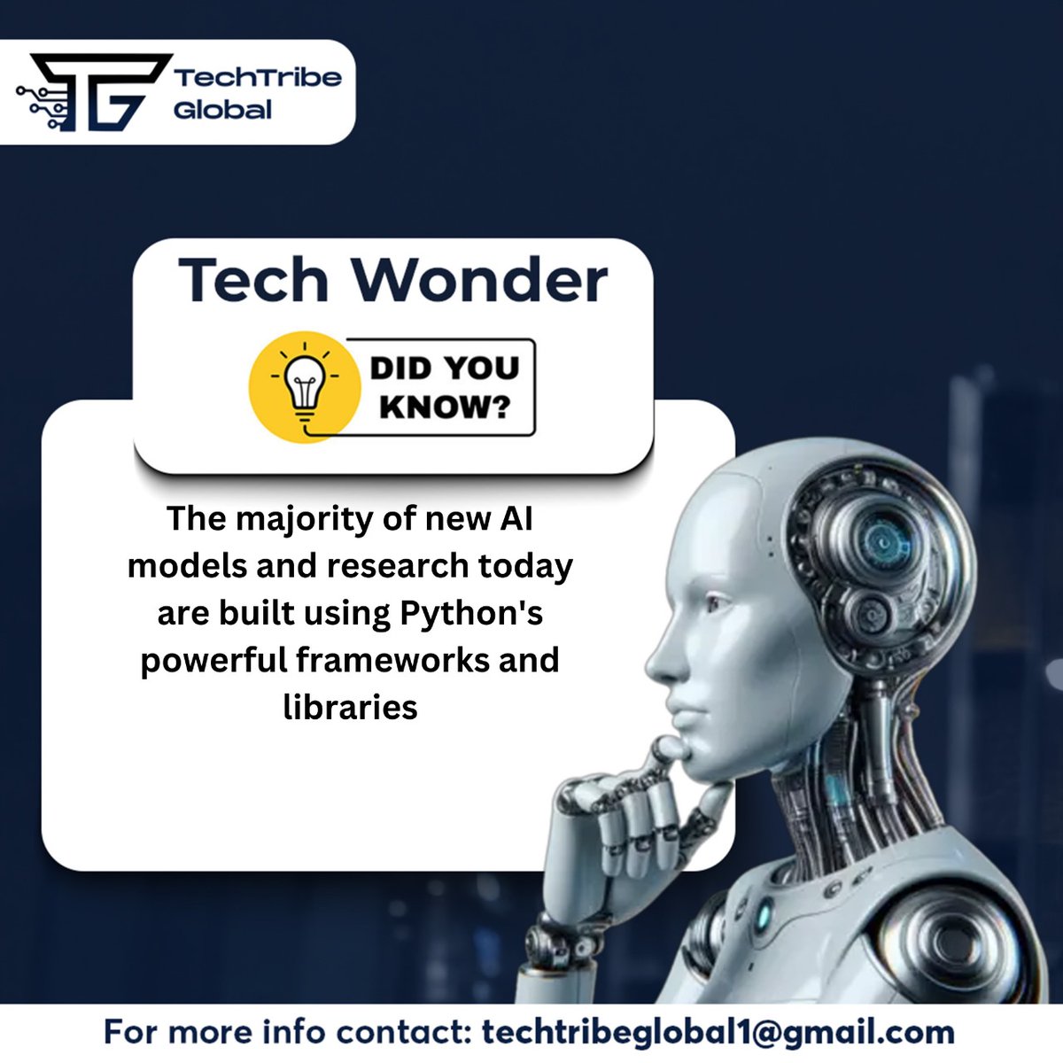 TechTribeGlobal's tweet image. 🤖TECHTRIBE GLOBAL🤖
TECH WONDER ☑️
➖➖➖➖➖➖➖➖

Let's learn and build together 

Visit our website: techtribeglobal.com

Follow us on LinkedIn: Techtribe Global 

©️ TECHTRIBE GLOBAL