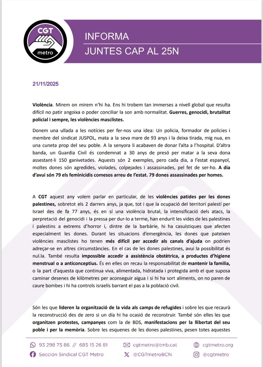 CGTmetroBCN's tweet image. La Direcció fa purple washing sense  solucionar els problemes ⚫⚫🟣🟣
Demà a les 18.30h a Plaça Universitat 
Contra les violències masclistes