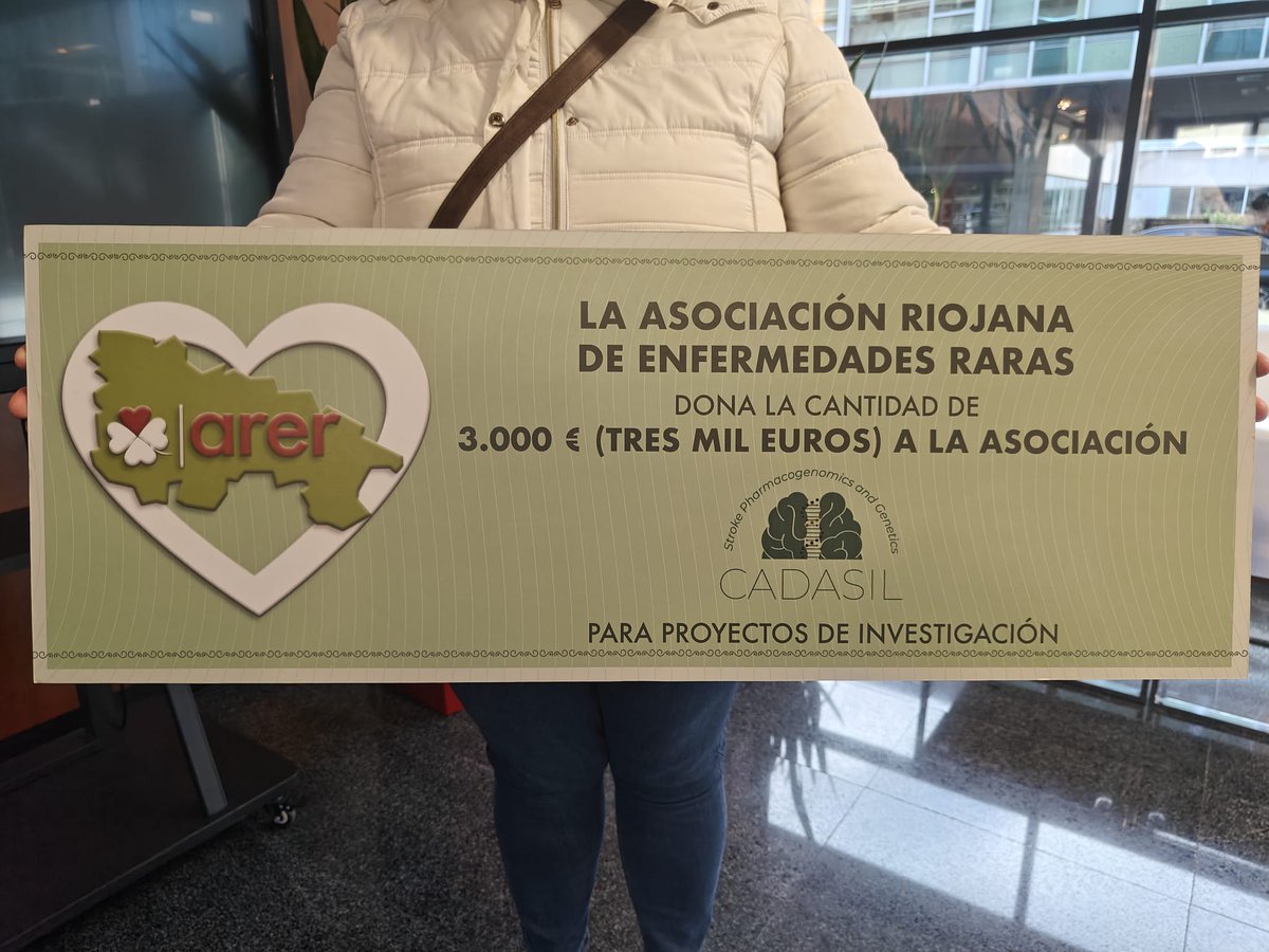 PharmaEpigenLab's tweet image. Every euro counts, every gesture matters. 💪 Thank you @ArerLaRioja for 3.000 € to support #CADASIL research, one of the rare diseases we focus on. @CadasilEspana @HospitalSantPau @IRSantPau