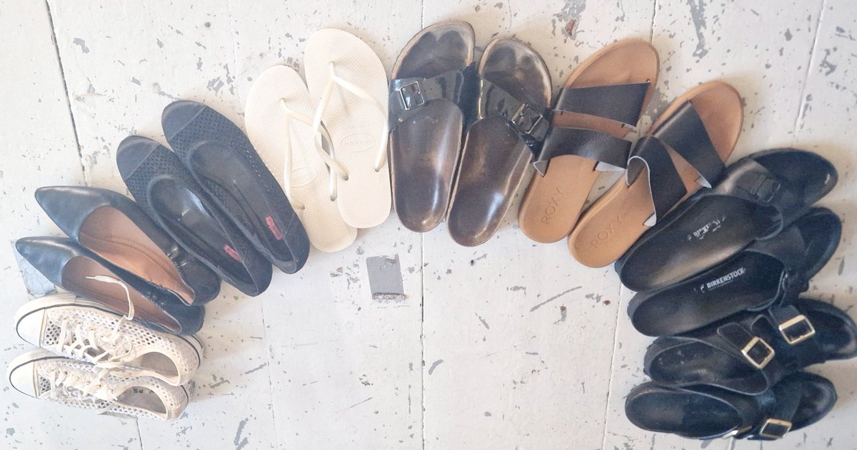 just about to film a clip me wearing all these flats 
#Ballerinas #birkenstocks #rubberflats #EUsize42 #footfetish