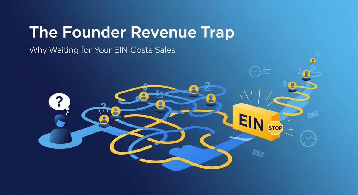 Clevver_io's tweet image. **The Founder Revenue Trap: Why Waiting for Your EIN Costs Sales**
- Your next great read just dropped! 📚

Read the full post and let us know what you think: clevver.io/blog/for_start…

#FormationService #Clevver #BlogUpdate