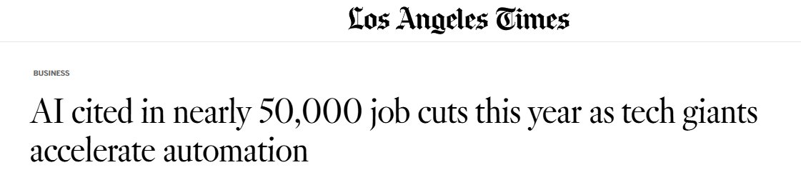 kimmonismus's tweet image. There is no denial anymore.

Corporations in the U.S. have publicly cited artificial intelligence in roughly 48,000 job cuts this year alone - over 31,000 of those announced in October.

&quot;For much of the AI boom, many companies shied away from attributing job cuts to artificial…
