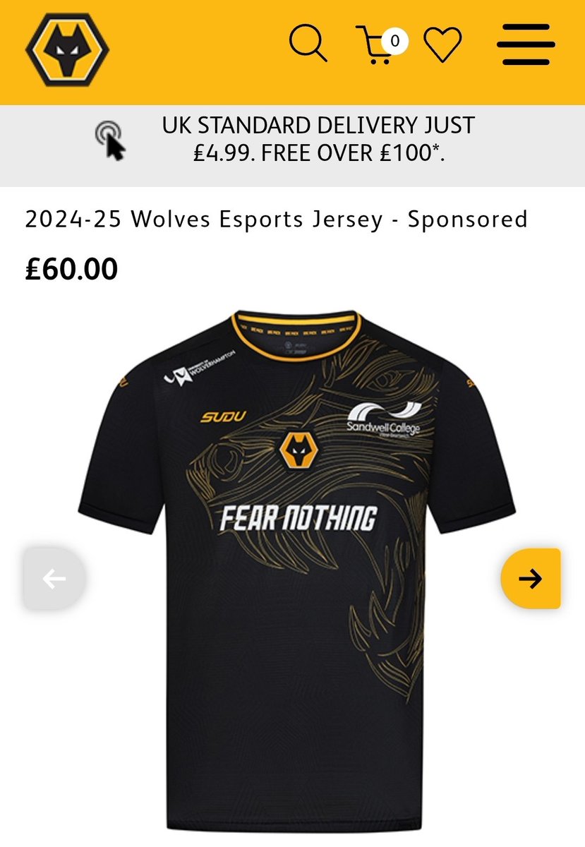 You can even pick up your esports jersey sponsored by Sandwell and West Bromwich from the official Wolves shop...