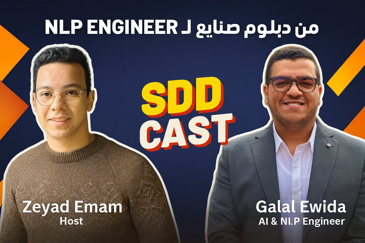 من دبلوم صنايع لـ NLP Engineer

في الحلقة دي بنحكي قصة كفاح المهندس جلال، وازاي بدأ من دبلوم صنايع لحد ما وصل إنه يبقى AI &amp; NLP Engineer في اكتر من شركة AI.

❓عندك سؤال عن AI أو NLP؟
اكتب سؤالك في الفورم دي، وبشمهندس جلال هيجاوبك 👇forms.gle/xMUwEZfG2zTm2R…