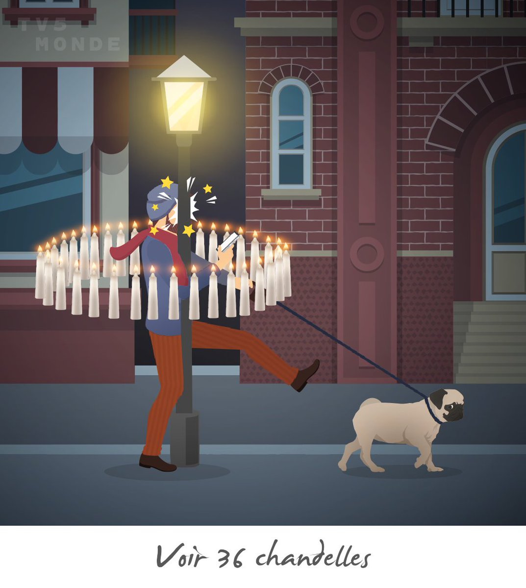 TV5MONDEAsia's tweet image. 🇫🇷 Voir 36 chandelles
➡ Être étourdi par un coup ou un choc. 
#expressiondenombre #expression #fle