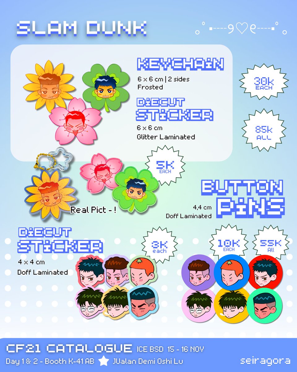 [❤️ &amp; 🔃 appreciated]

Seiragora's Post #CF21 Mail Order PO ☆

📅 24 Nov – 8 Dec 2025
📦 Mail Order (J&amp;T)
⭐️ Madoka Magica, Madohomu, Slamdunk, Aikatsu, Uma Musume, DC, Project Sekai, Genshin Impact, Original
🔗forms.gle/5ttN8oDqSC2dMT… 

[1/2]
#cf21catalogue #comifuro21