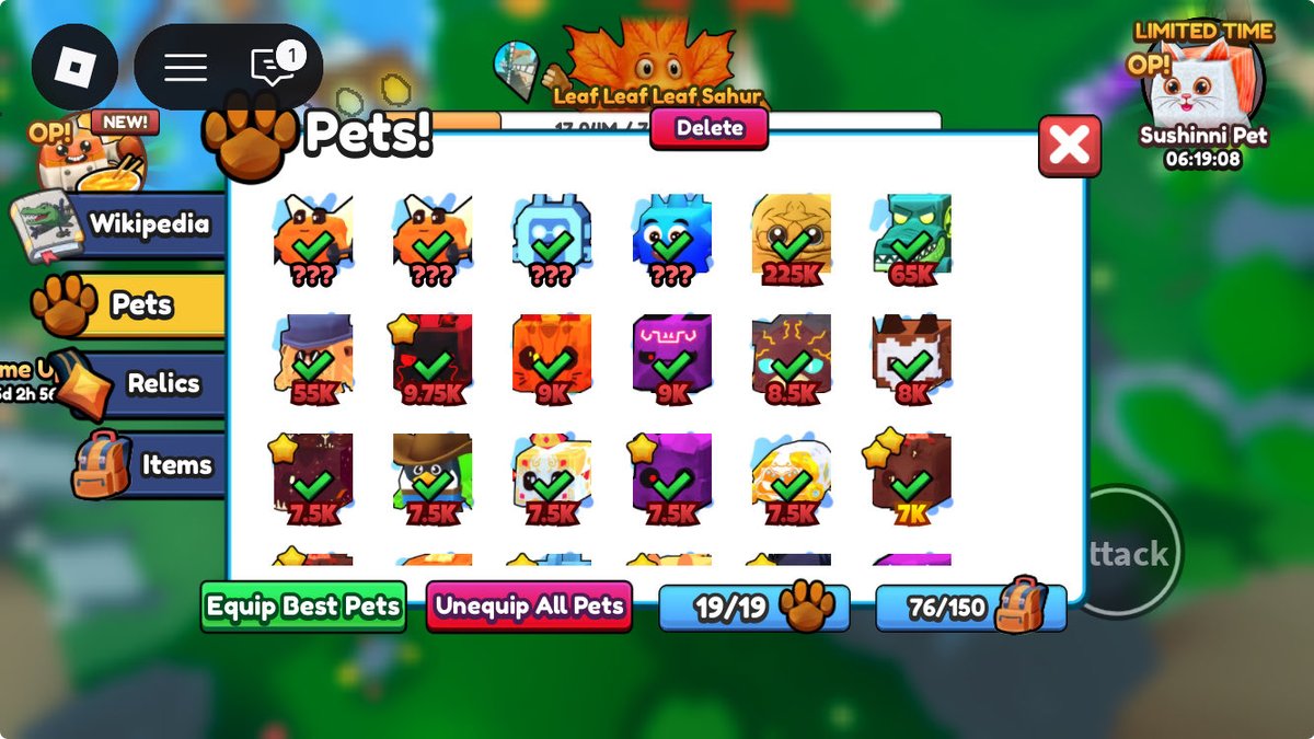 odod0d's tweet image. ペット報酬2匹目だ！と思ったら、1匹目の性能がアップした成長型でした。
トリンケットも置き換わりやろな……
イベント天気も仕事で巡り合わせが悪い
#ブレインロットの進化
#brainrotevolution