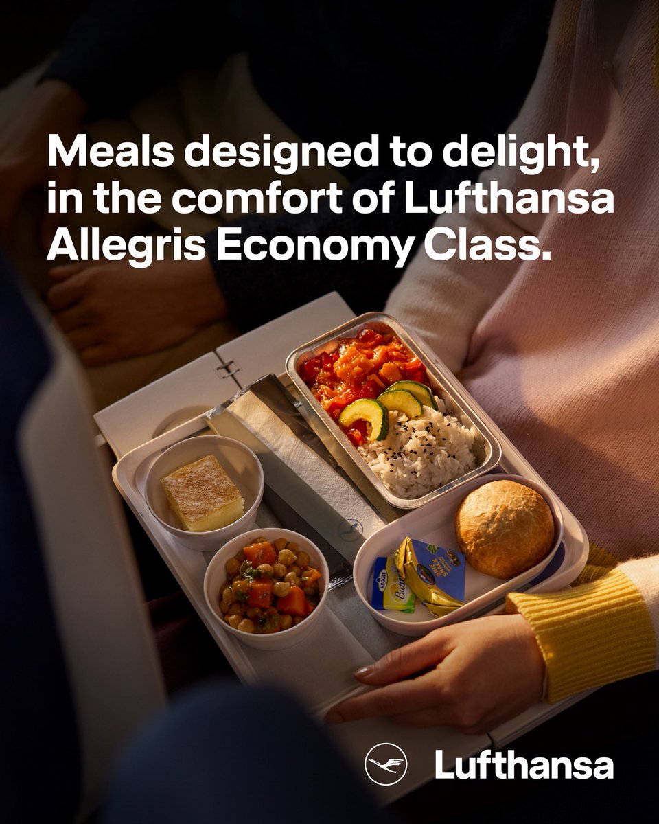 Lufthansa Allegris Economy Class makes dining a part of the journey. Fresh meals, thoughtful menus, and a touch of global flavour ensure every flight feels complete. 

Learn more here: lufthansa.com/in/en/discover…

#Lufthansa #LufthansaAllegris #EconomyClass