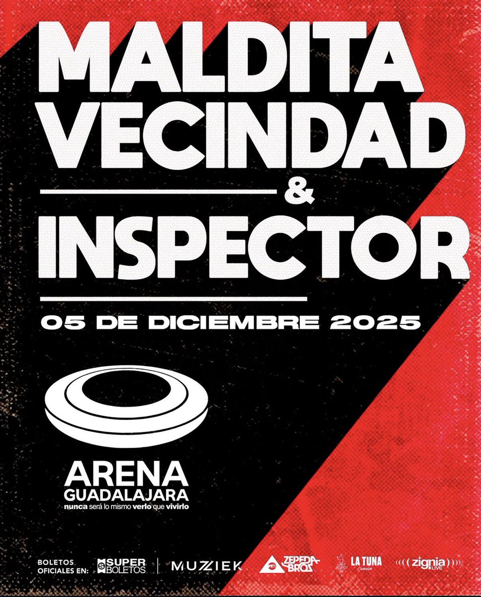 Guadalajara ‼️
5 de diciembre 2025
@arenagdlmx 

Junto con nuestros carnales de @inspector_oficial 

Boletos en <a href="/SuperboletosMx/">Superboletos</a>