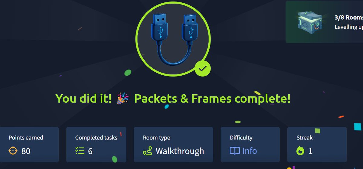 akky743793's tweet image. #RaiseTech #駆け出しエンジニアと繋がりたい  
🌟2025.11.24(夜)    
  《THM》DAY1:Packets &amp;amp; Frames:30分  

✍感想
パケット→ネットワーク層  　フレーム→データリング層  

・ TCPは、ファイルダウンロードによく使われるプロトコル。ビデオ通話は、UDPが使われる。